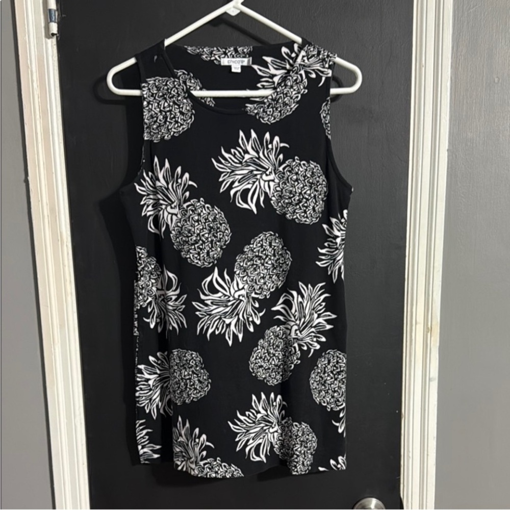 Chico’s Pima Cotton Pineapple Tunic w/ Pockets Size: 1 US M - Picture 2 of 8